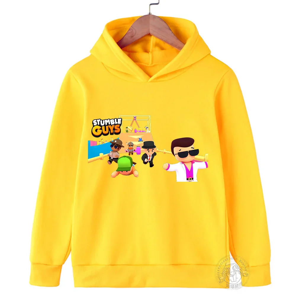 Kids Anime Stumble Guys Hooded Sweatshirts Long Sleeve