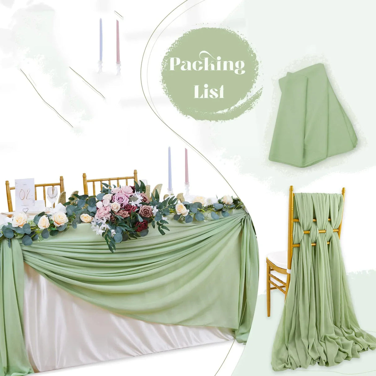 10pcs Wedding Chair Decors Chiffon Chair Sashes Wedding