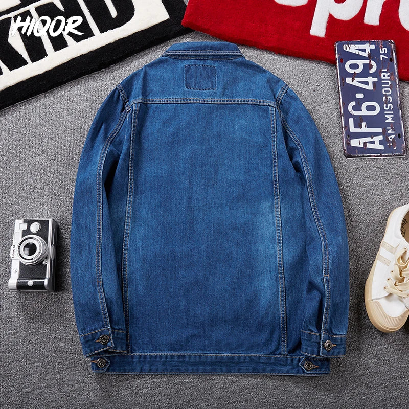HIQOR Oversize Denim Jacket Male 8xl Men's Fashion