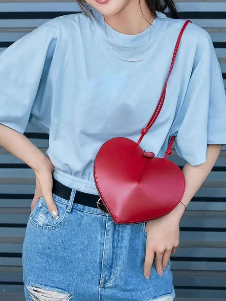 Heart bag women designer cute red black color