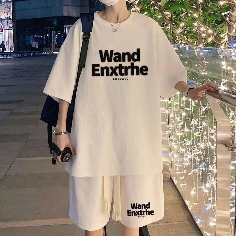 Waffle Suit Short Sleeve Shorts Men's Summer Spring