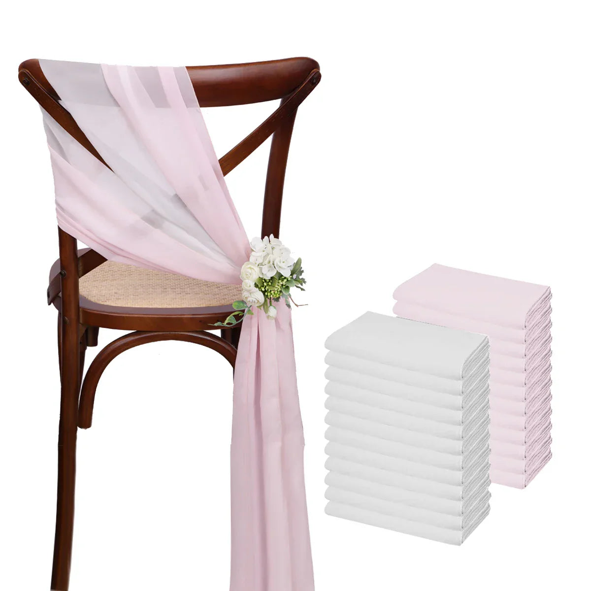 24 Pcs 17x275cm Chiffon Chair Sashes 12 Set