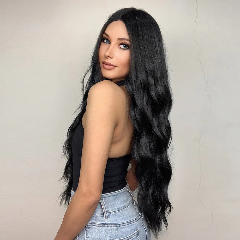 Black Wave Wigs for Women Long Natural Curly