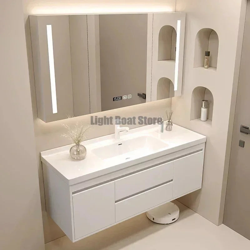 Washbasin Mirror Drawer Wall White Bathroom Cabinets Vanity