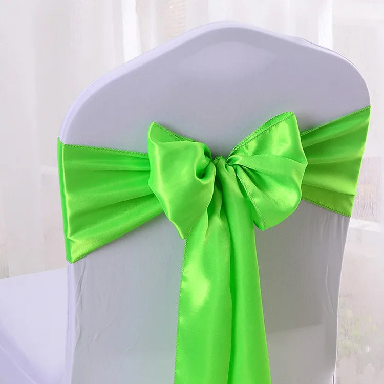 10/50/100pcs Satin Chair Bow Sashes Wedding Chair Knots