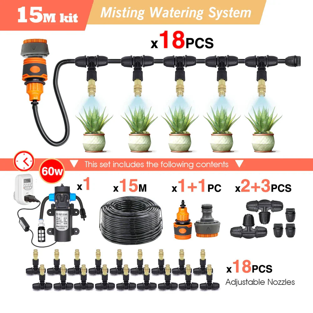 30-5M Garden Adjustable Brass Nozzle Misting Watering System