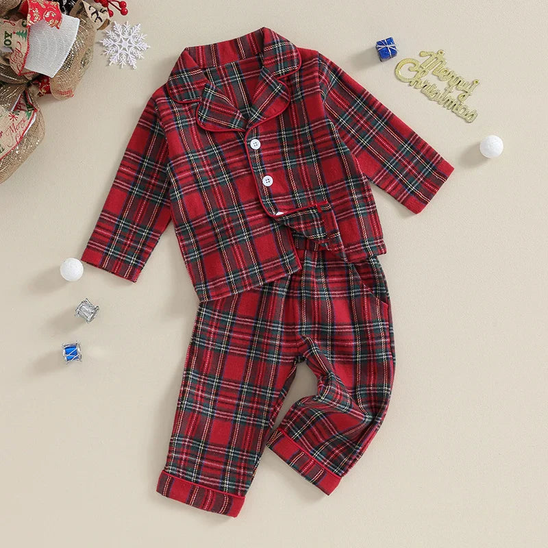 Christmas Kids Girls Boys Pajamas Set Loungewear Suit