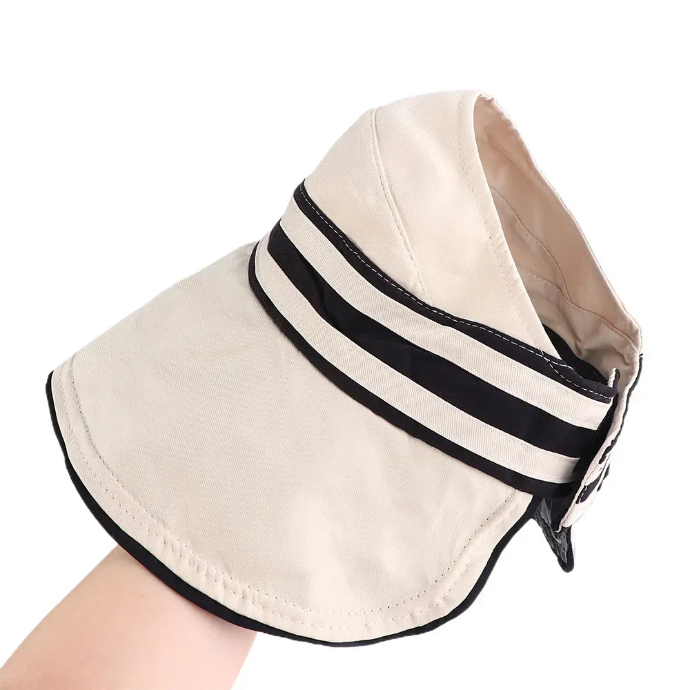 Woman Handmade UV-resistant Big Brim Striped Hollow Women