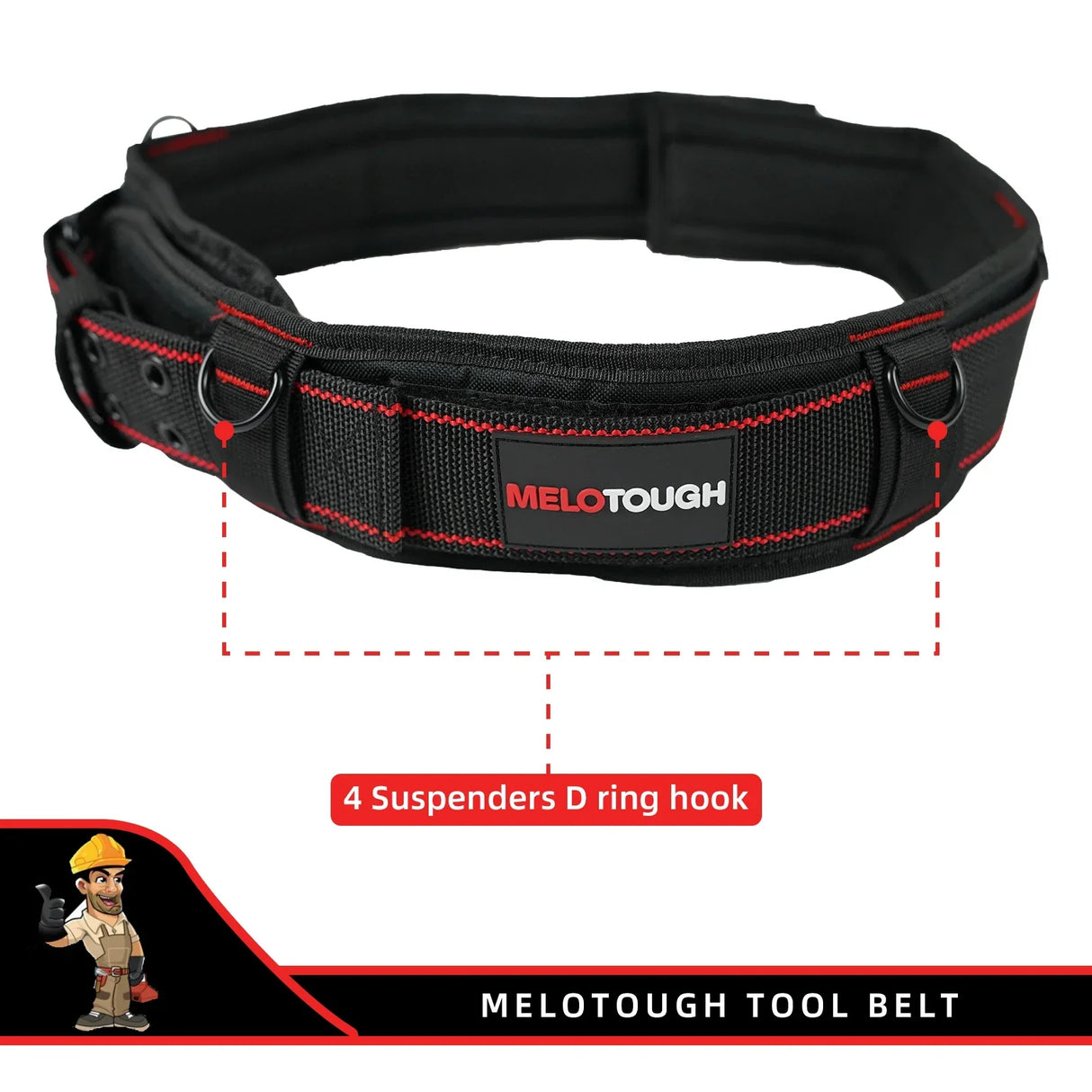 MELOTOUGH Padded Tool Belt with D ring for