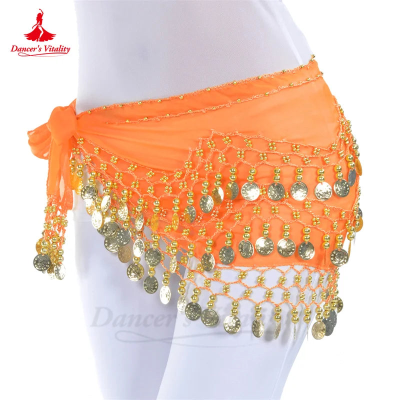 Belly Dance Belt for Women Chiffon Gold Coines