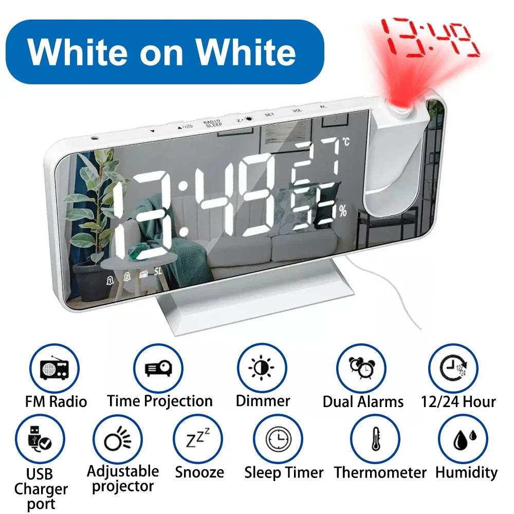 LED Digital Projection Alarm Clocks USB Electronic Ceiling