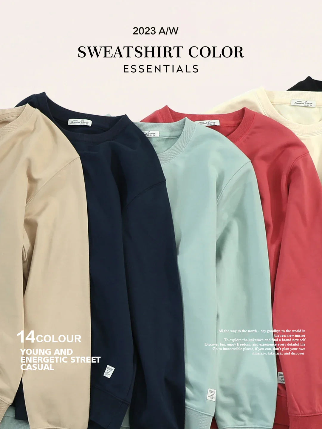 SIMWOOD 2024 Spring New Men Casual Minimalist Sweatshirts