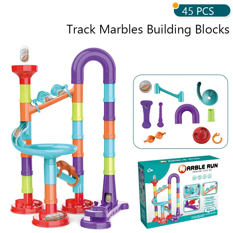 Marbles Run Catapult Track Building Blocks Slide Beads
