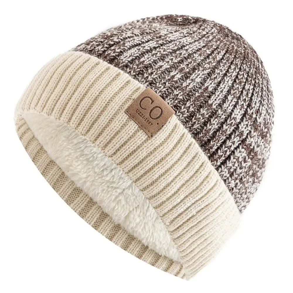 Warm Men's Winter Hat Vintage Striped Polyester Knitted