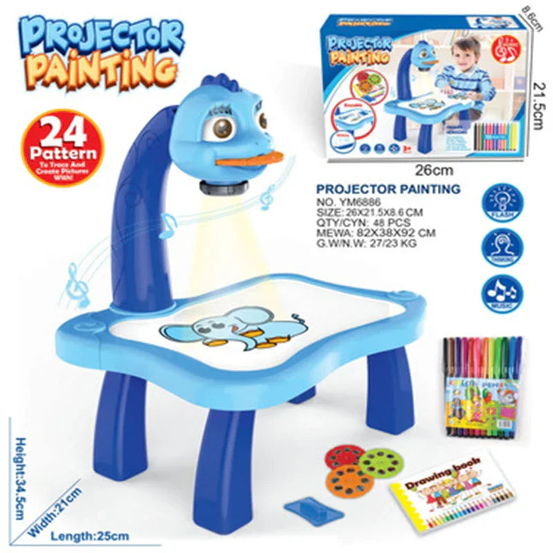 Kids Painting Board Toys Children LED Projector Art