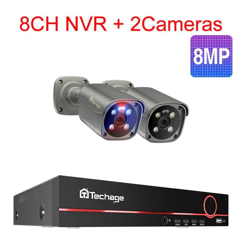 Techage 8CH 5MP 8MP Security Camera System 4K