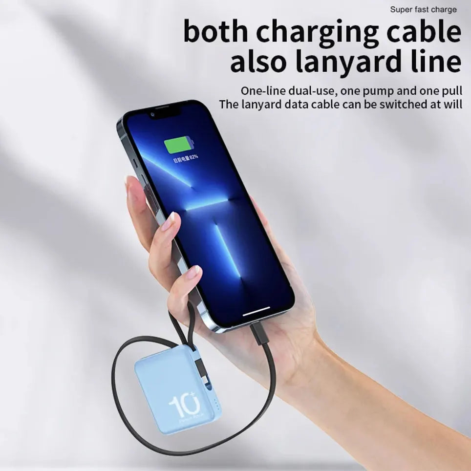 Mini power bank with builtin code,portable compact power