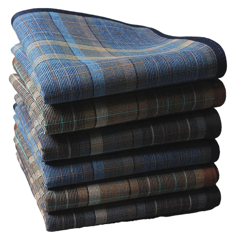 4pcs/lot Cotton handkerchief dark plaid handkerchief classic retro