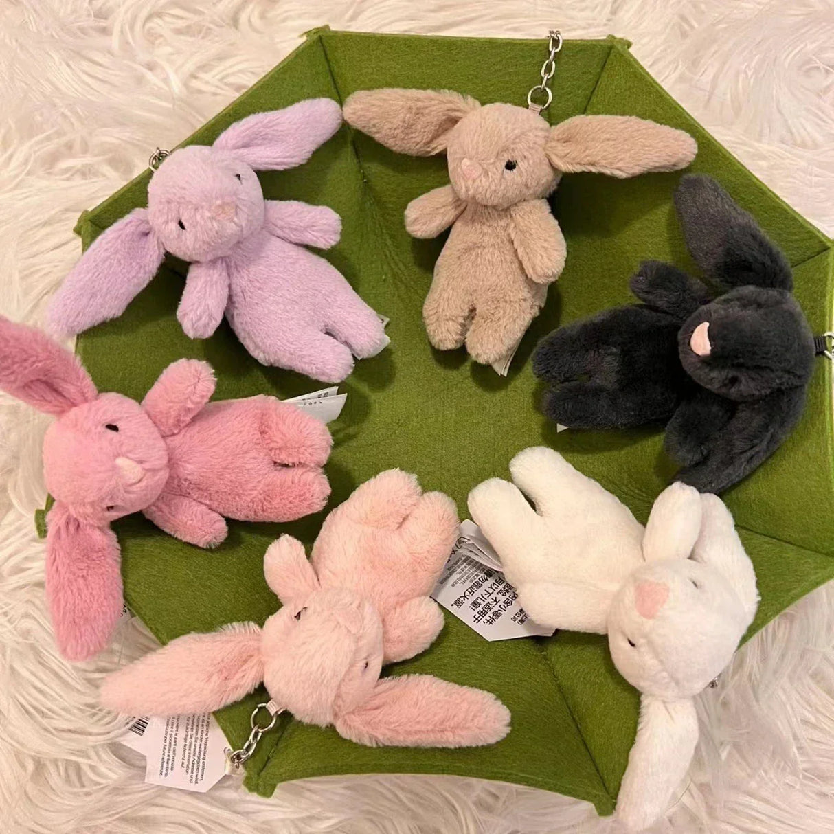 Stuffed Animals Cute Cartoon Rabbit Keychain Love Pompom
