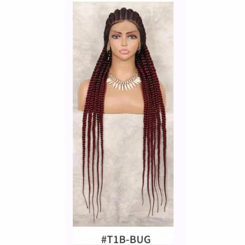 Long Synthetic 11 Braids Full Lace Wig Heat