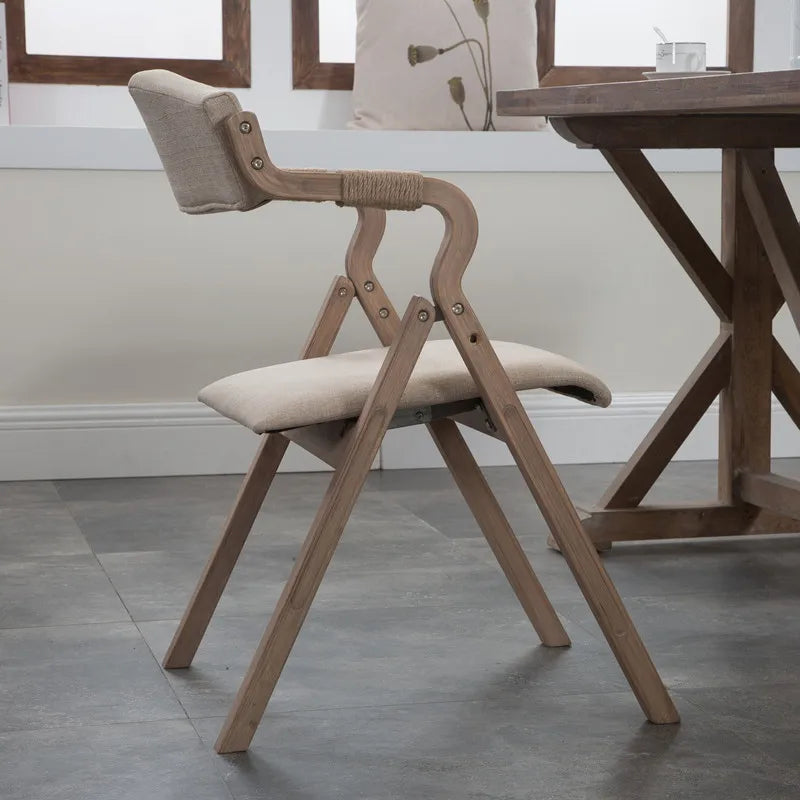 Wood Folding Dining Chair Vanity Salon Outdoor Camping