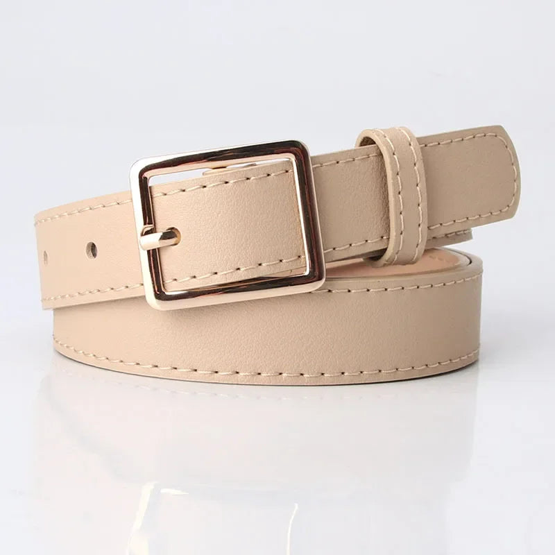 2023 Women Belts New PU Leather Simple Metal