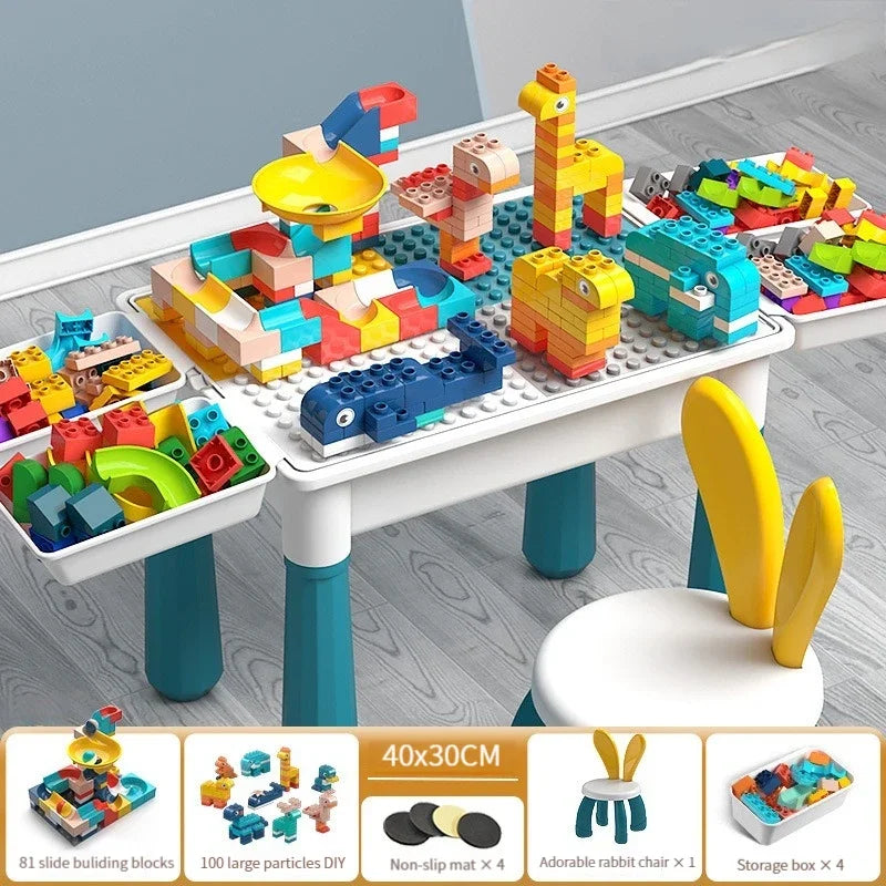 ToylinX Children's Building Blocks Table Desk Chairs Set