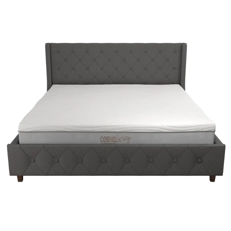 Mercer Upholstered Bed, King Gray Linen muebles de