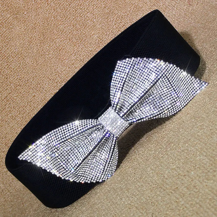 Diamond Glitter Bow Tie Waistbelt for Girls with