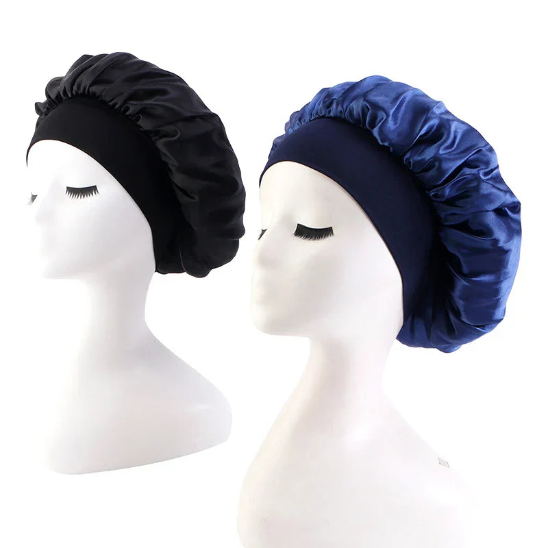 New 2 Pieces Silky Sleep Cap Women's Satin