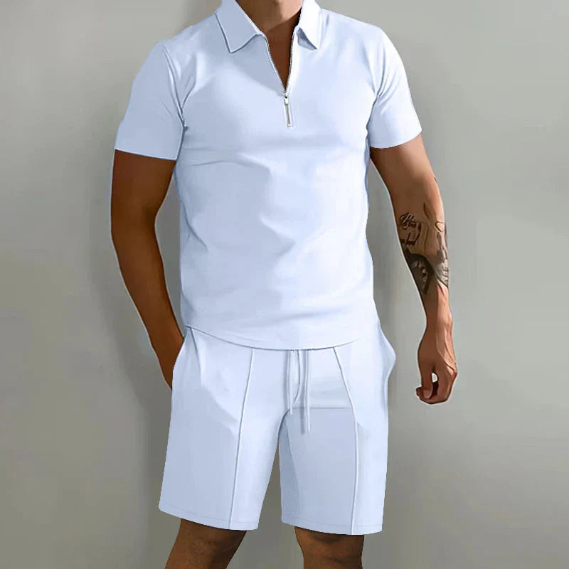 Summer New Solid Color Men's Sets High Street