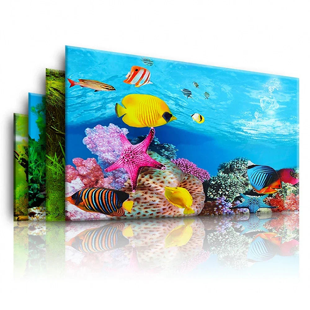 Double-sided Aquarium Landscape Sticker Poster Fish Tank 3D