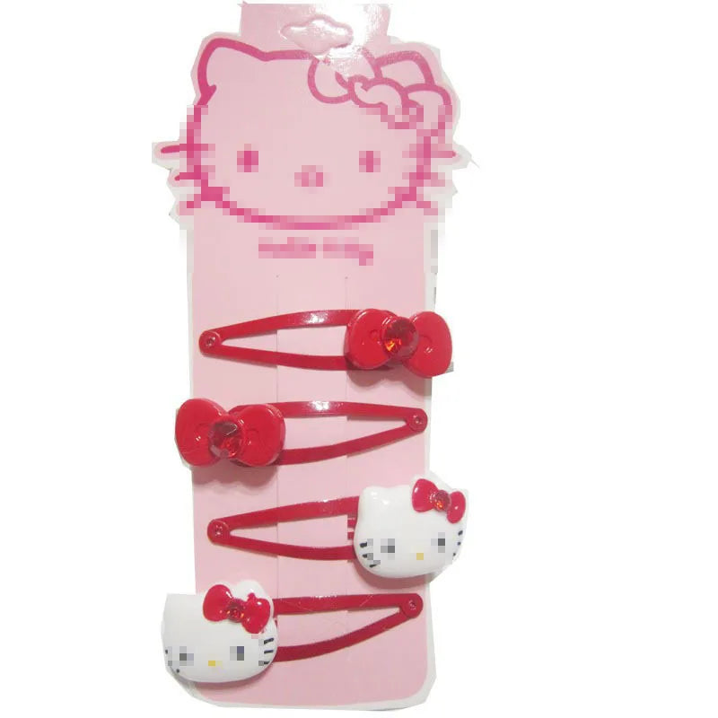 4pcs Sanrio Hello Kitty Children's Hairpin Hair Rope