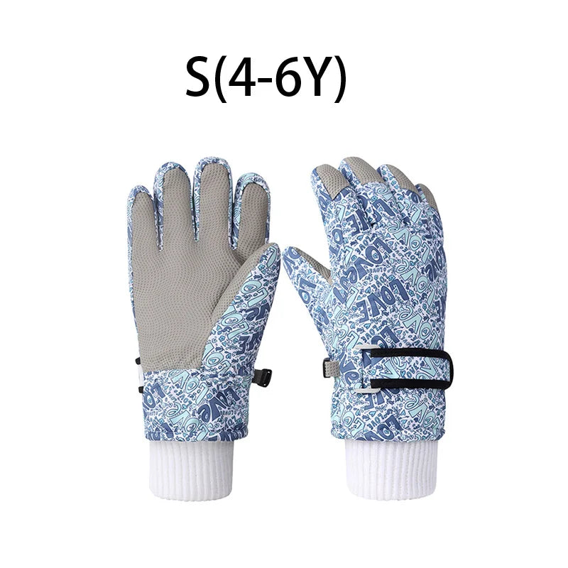 Fashion Children Ski Gloves Waterproof Kids Mittens