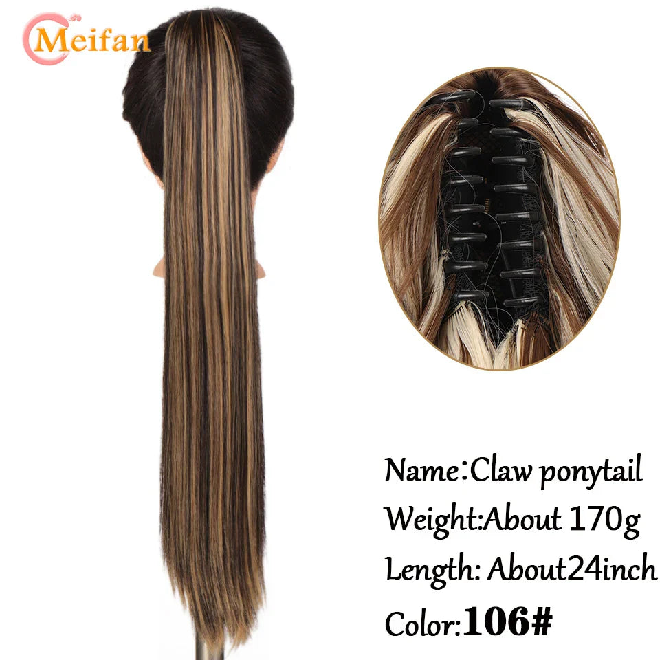 MEIFAN Long Synthetic Wavy Clip in Hair Ponytail