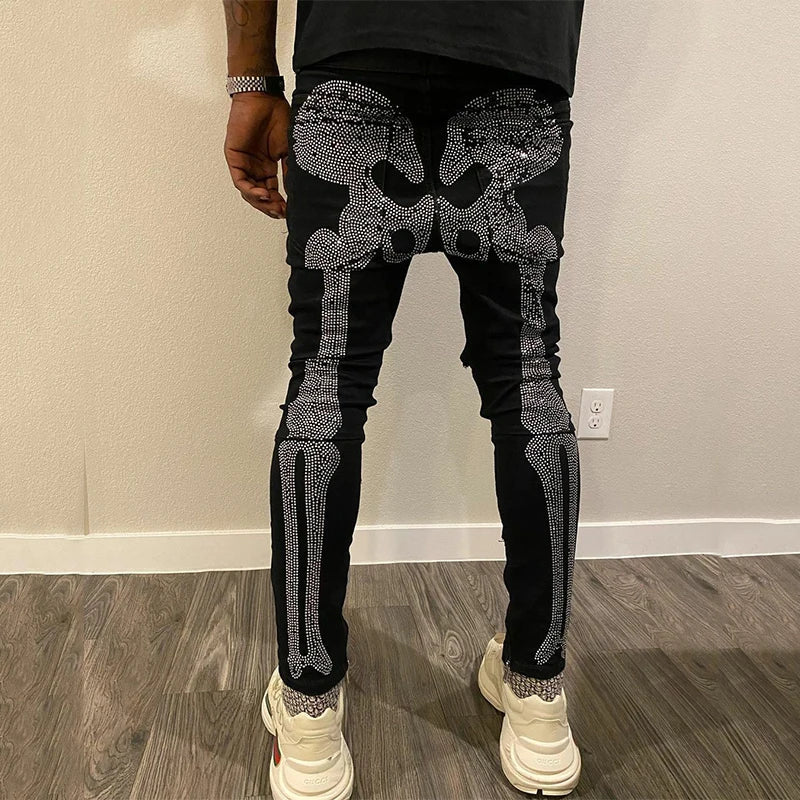 New Man Stretchy Jeans Black Skinny Hot Drill