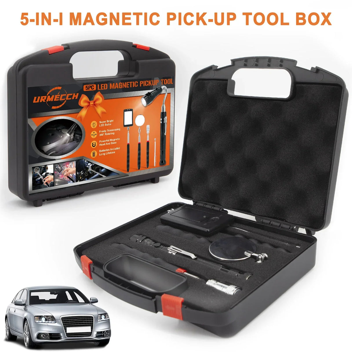 Magnetic Pickup Tool Set Inspection Mirror Telescoping Flashlight