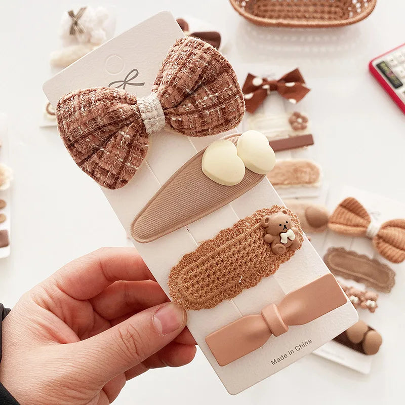 4PCS Baby Girl Hair Clips Autumn Winter Kids