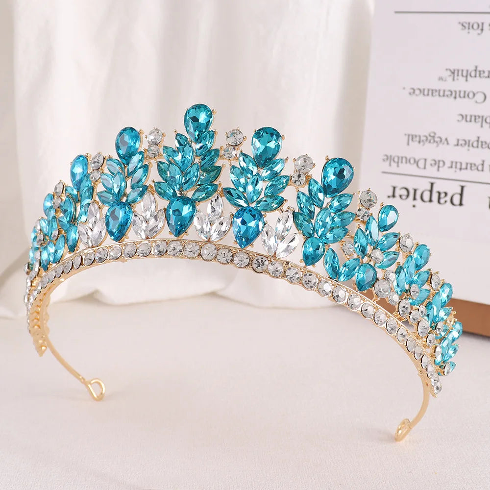 Baroque Green Opal Wedding Headband Crystal Bridal Crowns