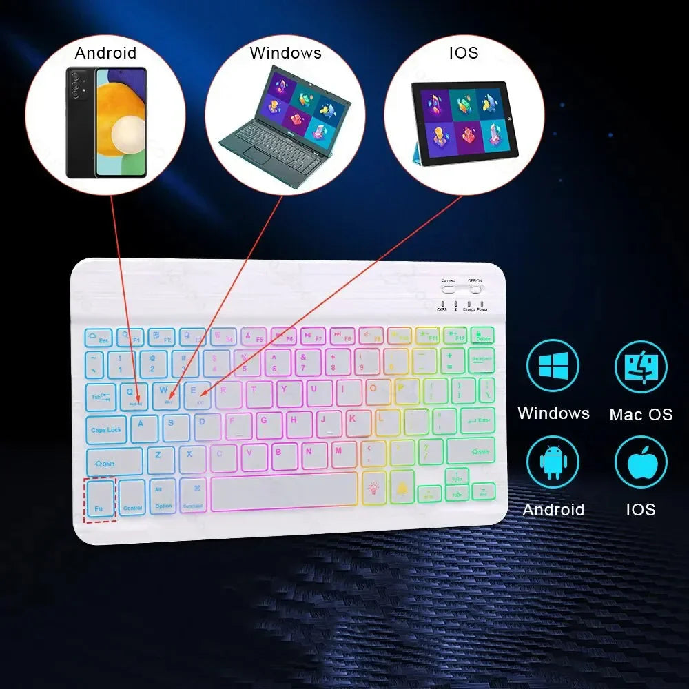Wireless Bluetooth Keyboard 10inch Backlit Keyboard Backlight Touchpad