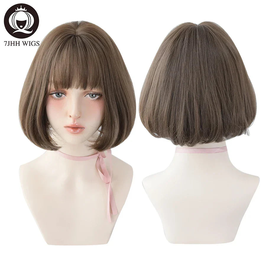7JHH WIGS Black Short Bob Wig for Girl