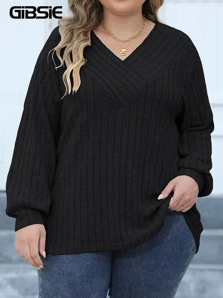 GIBSIE Plus Size Long Sleeve T Shirts for