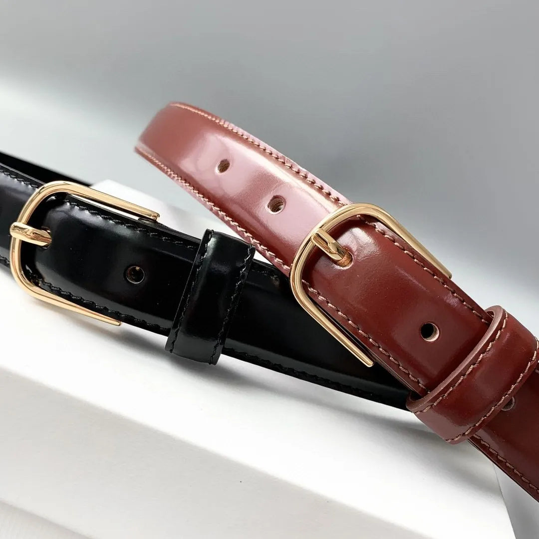 women' s solid color belt red black