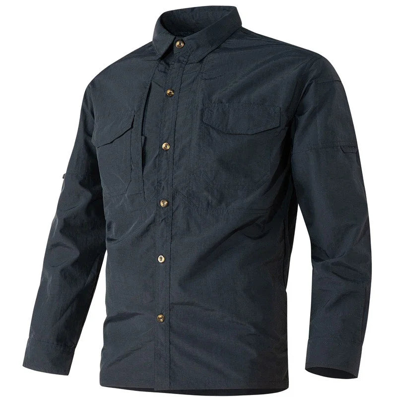 Mens Cargo Shirt Quick Drying Tactical Hiking Tops
