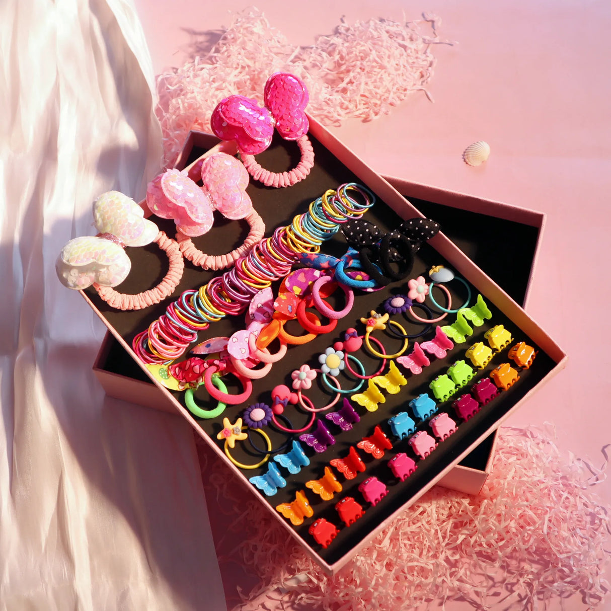 1Set Box Sequins Cute Butterfly Hair Bands For