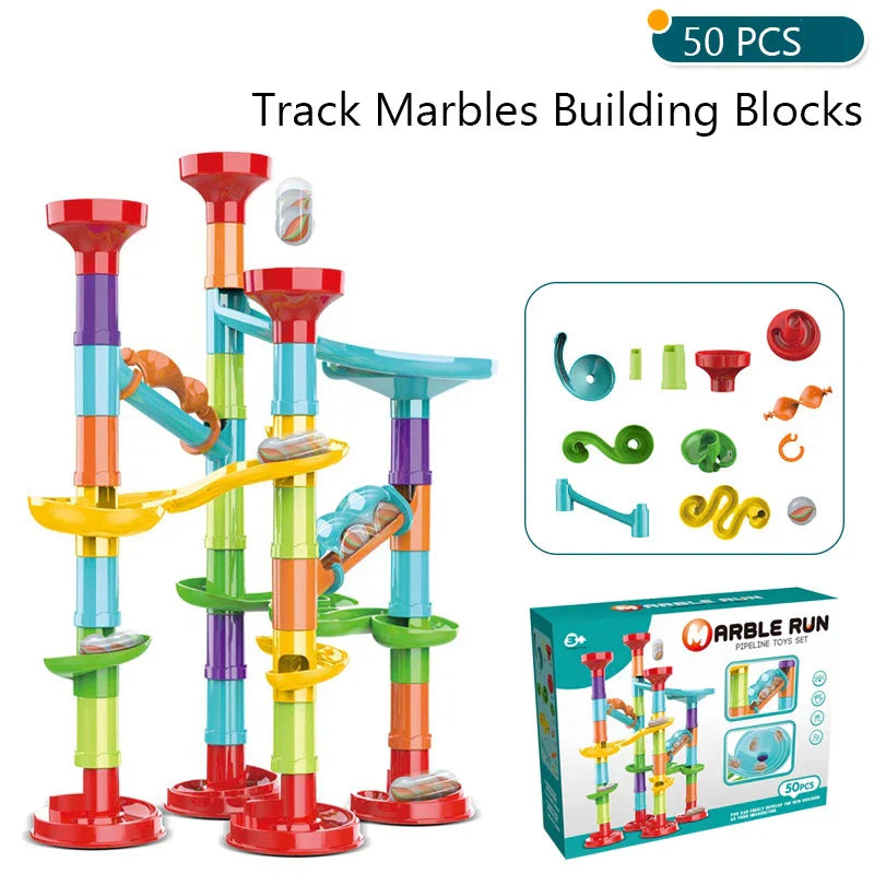 Marbles Run Catapult Track Building Blocks Slide Beads