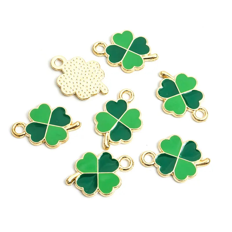 Dopamine Fourleaf Clover Enamel Charms 20pcs DIY Necklace