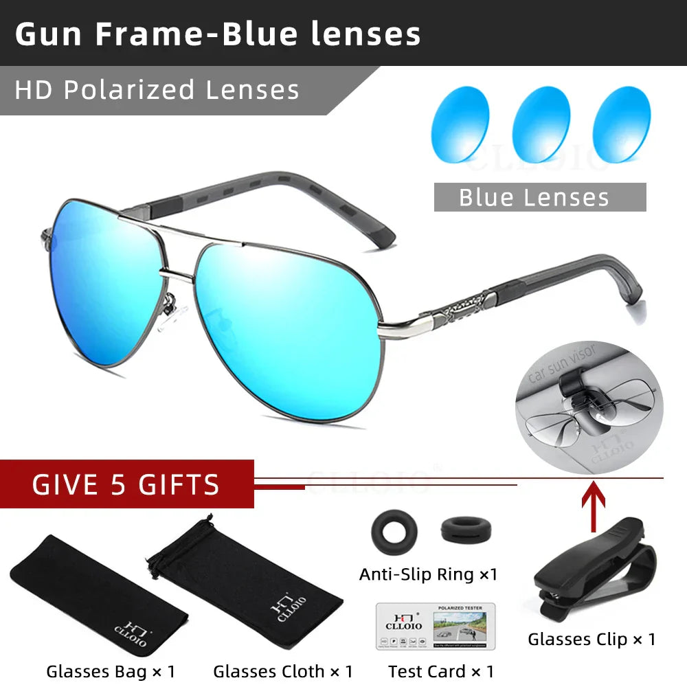 CLLOIO Men Classic Aluminum Polarized Sunglasses Women Driving