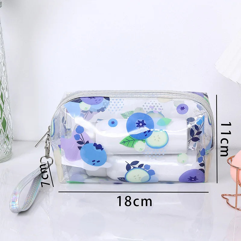 Strawberry Butterfly Fruit Print Clear Makeup Bag Fashion