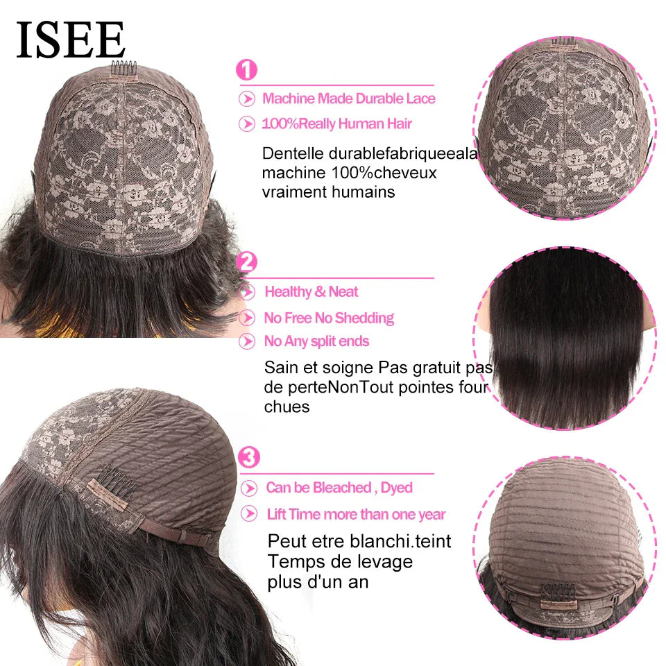 ISEEHAIR Machine Made Sew In Wig Human Hair